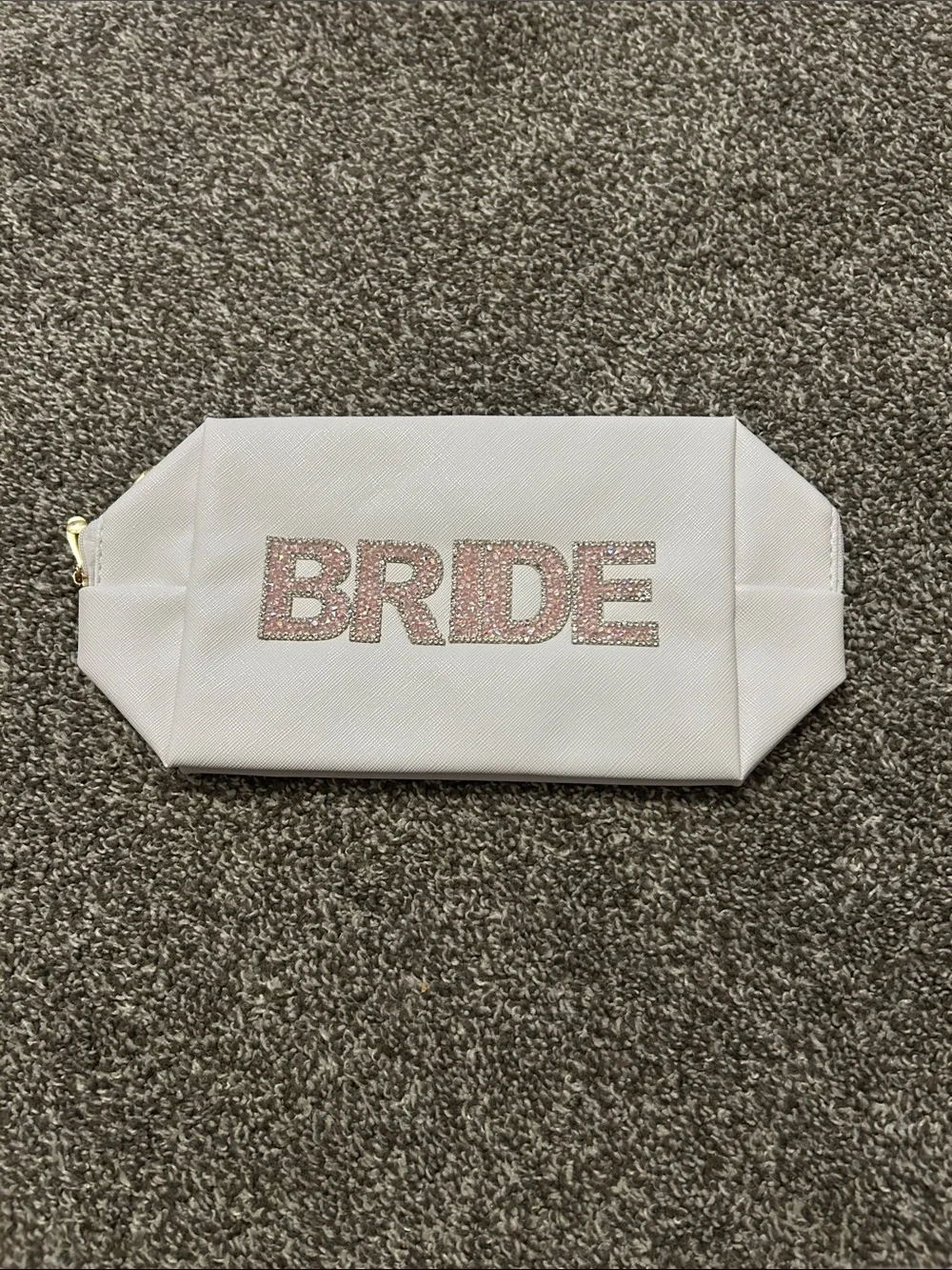 Bride Rhinestone White Bridal Makeup Bag